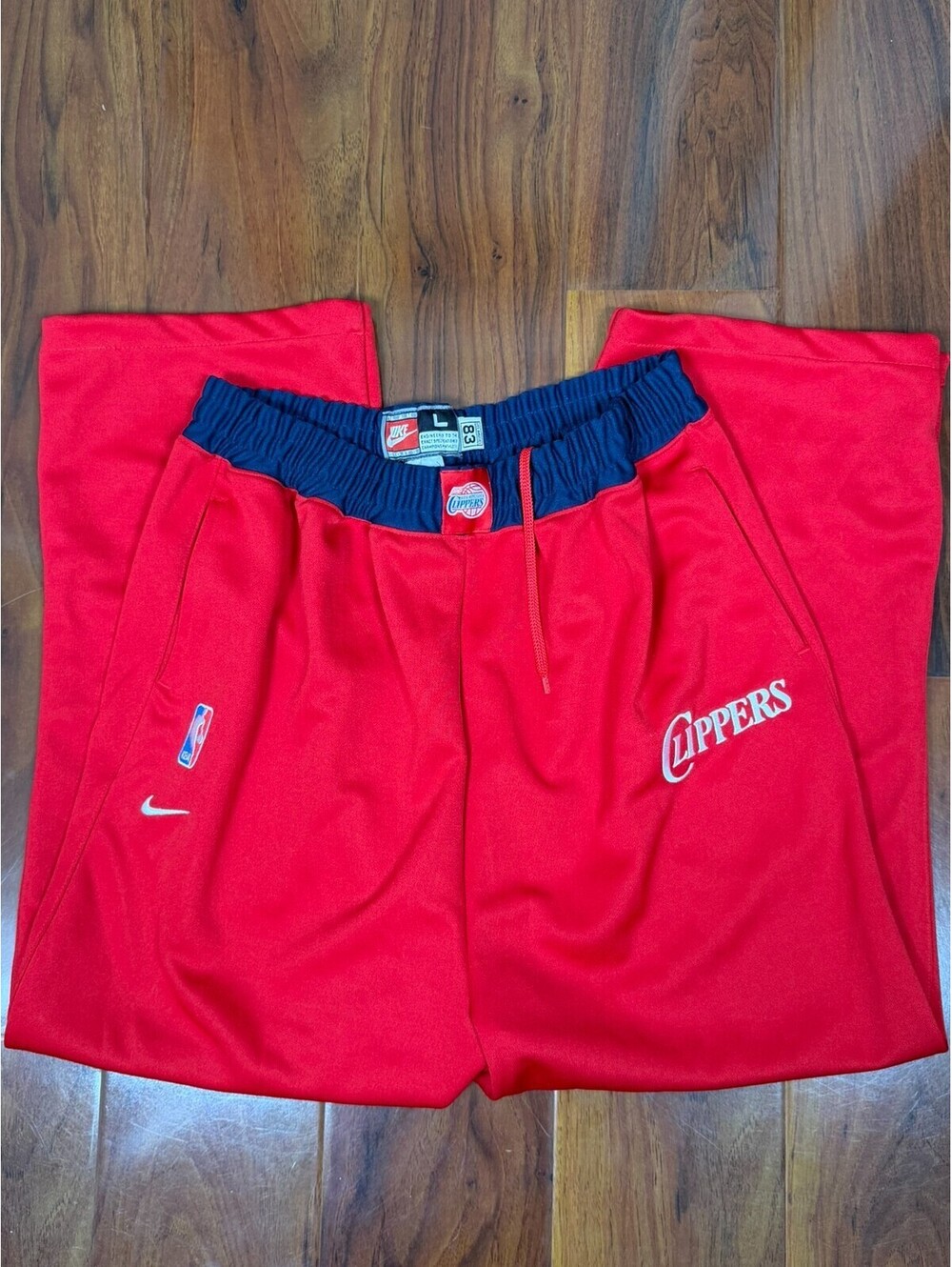 Vintage Red Nike Team Los Angeles Clippers Warm Up 83 Pants Men's SZ L NBA Snap